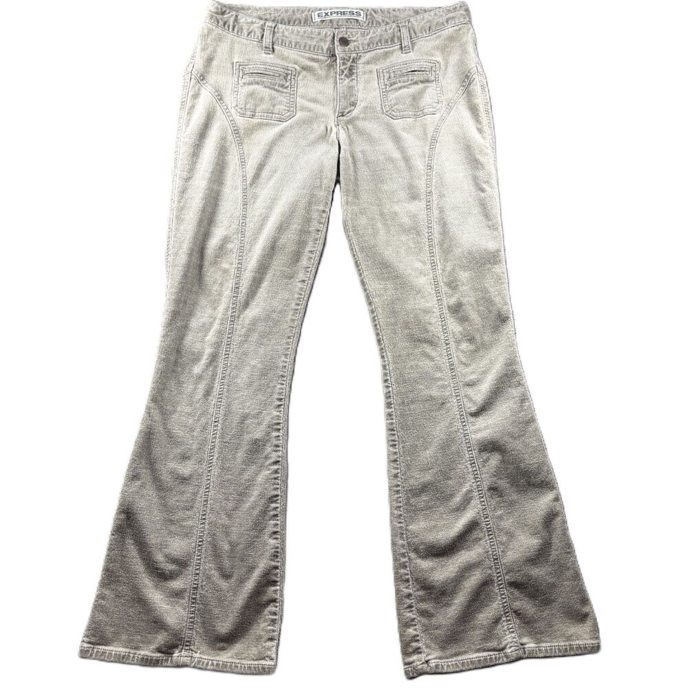 Express Women Vintage Corduroy Pants Y2K 90 Low Front Seam Bareback Size 14 G346